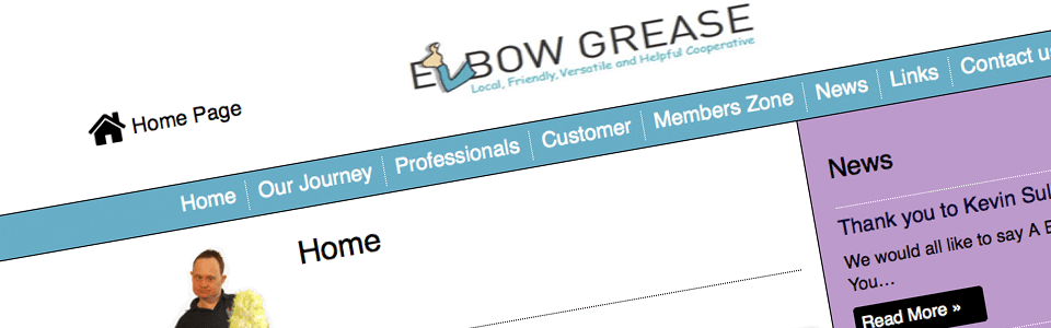 website design Essex example - Elbow Grease Harlow Website