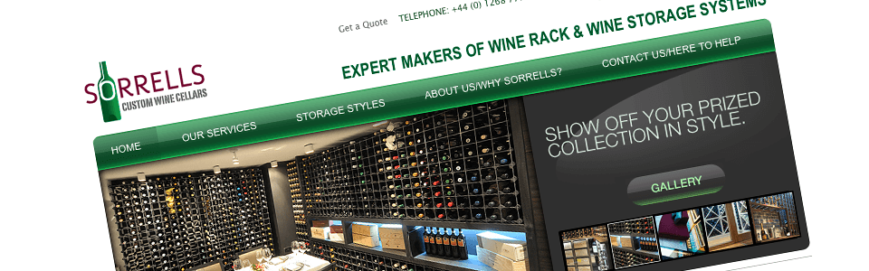 website design Essex example - Sorrells Custom Wine Cellars Essex